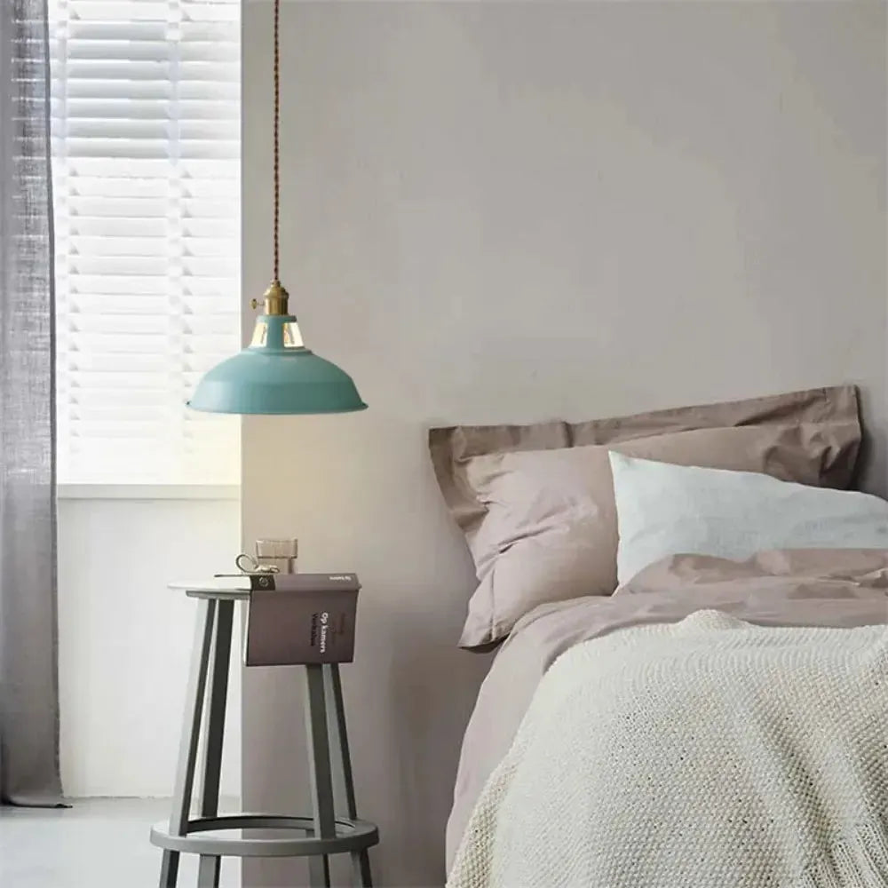 LuxRoyale Nordic Industrial Colourful Metal Dome Pendant Light - Macaron Chandelier