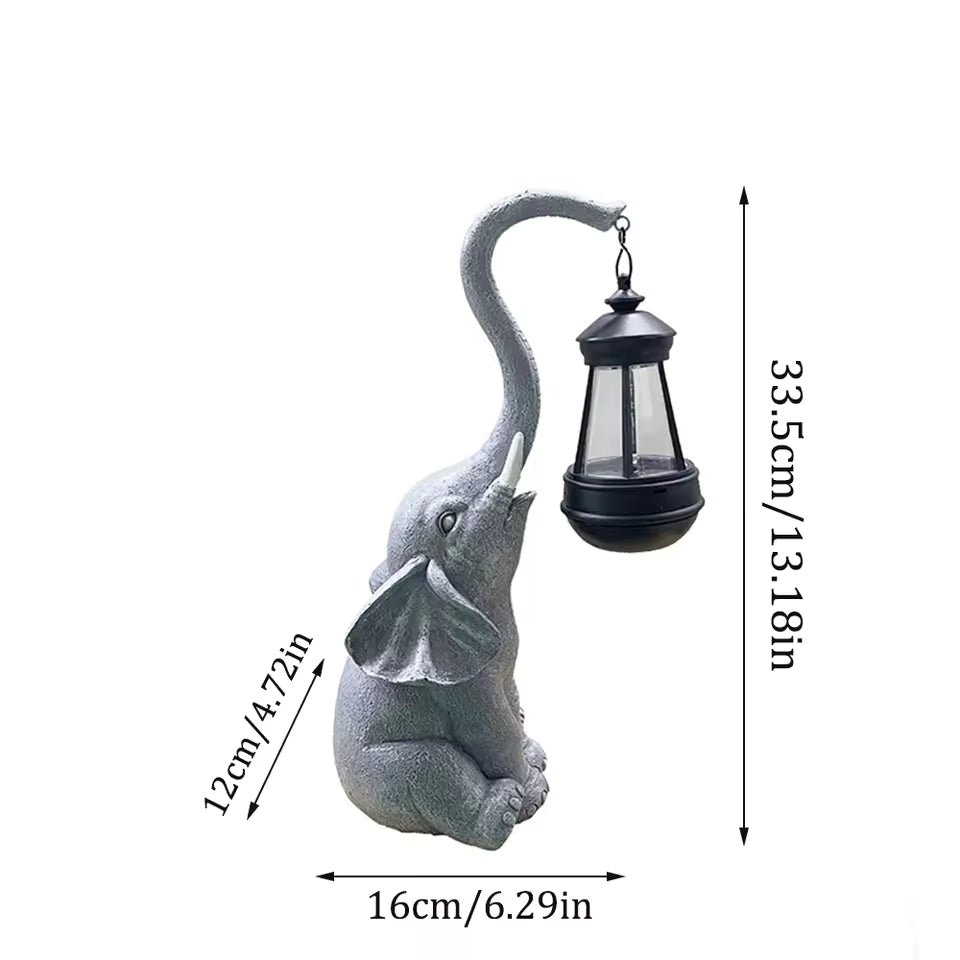 Royallure Elephant Glow Solar Garden Lamp – Resin, Auto-On Warm Ambient Light