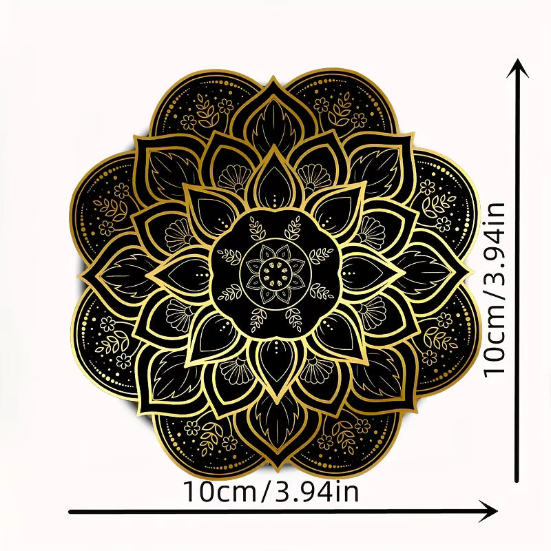 Royallure Elegant Wooden Coaster Heat Resistant with Mandala Flower Design for Table Protection