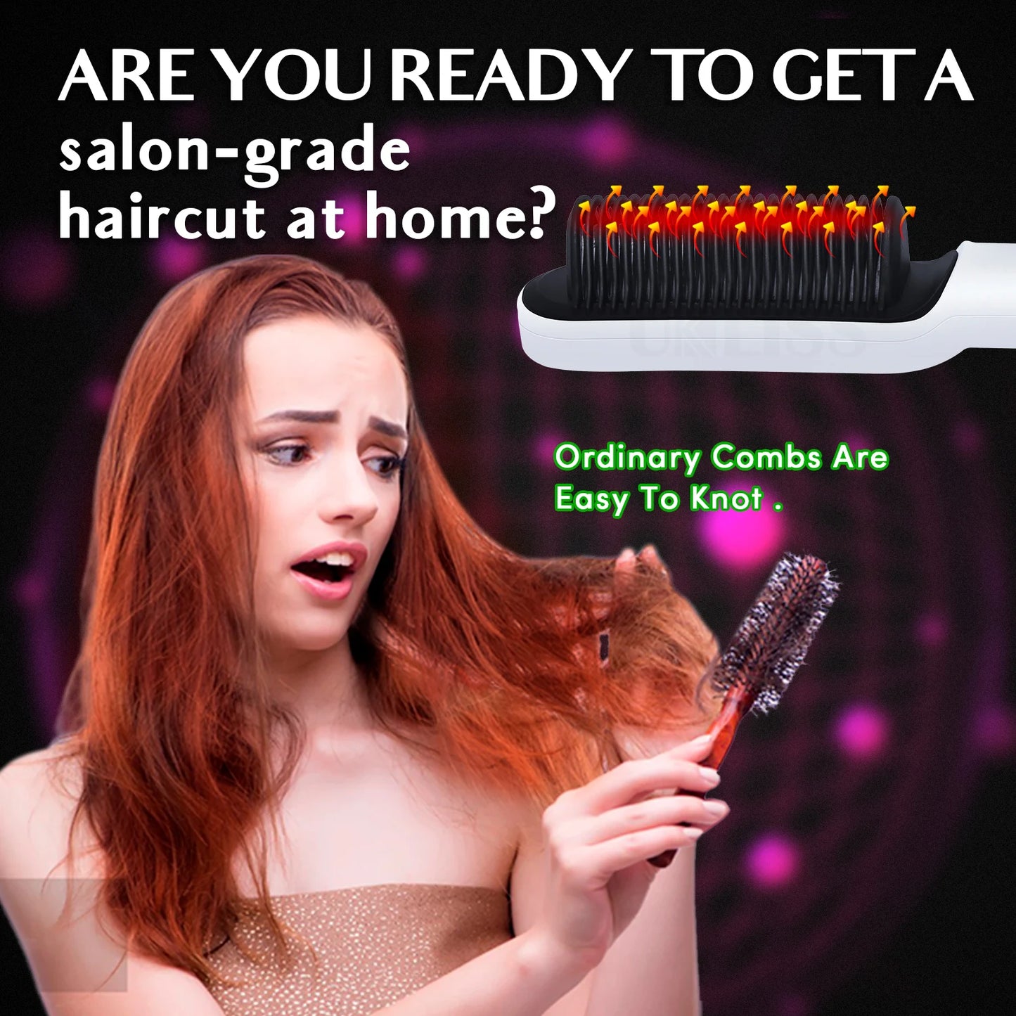 Royallure Professional Hair Straightening Brush with Adjustable Heat Settings for Shiny, Healthy Hair