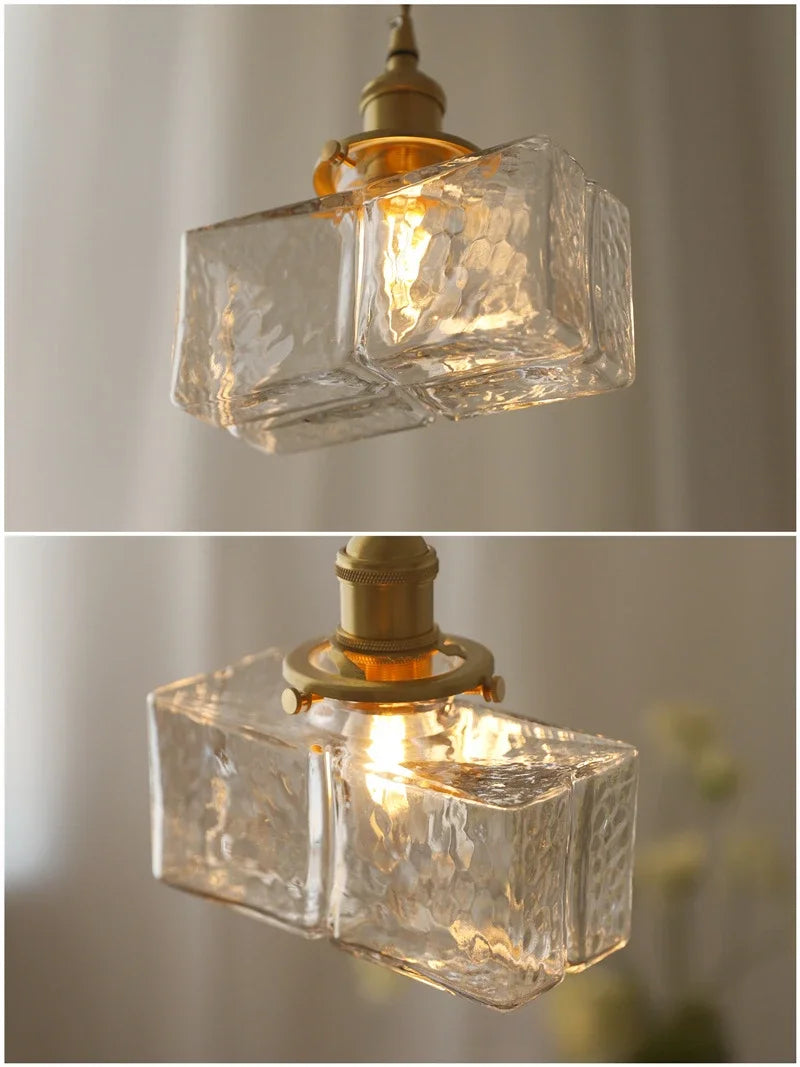 LuxRoyale Vintage Hand-Textured Glass Pendant Light With Antique Brass Hardware