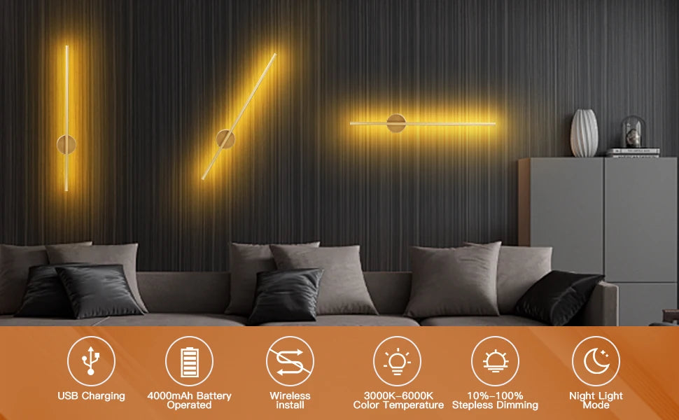 Royallure Rechargeable USB Rechargeable Magnetic LED Wall Lamp with Remote