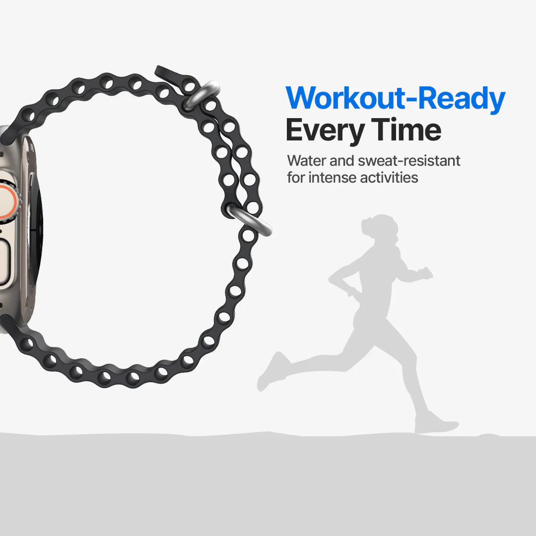 RoyaleGlow Waterproof Apple Watch Compatible Band – Secure Fit for Sports & Swimming
