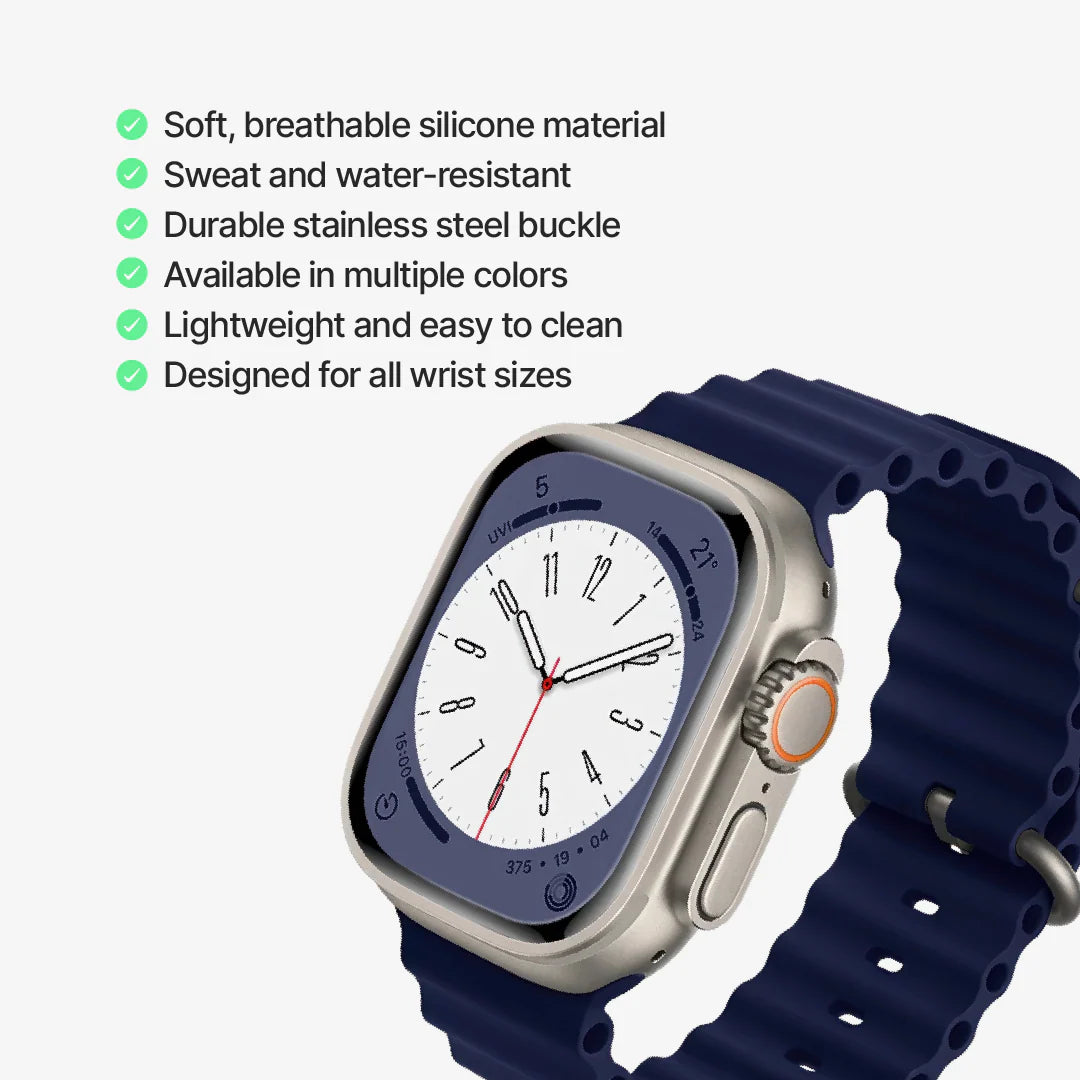RoyaleGlow Waterproof Apple Watch Compatible Band – Secure Fit for Sports & Swimming