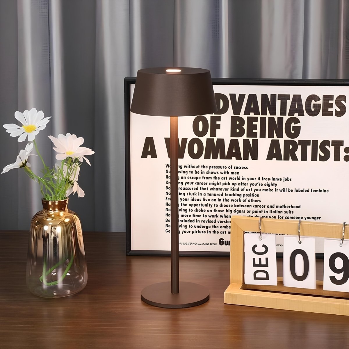 LuxRoyale Sleek Modern Table Lamp Cordless Iron Minimalist Home Lighting