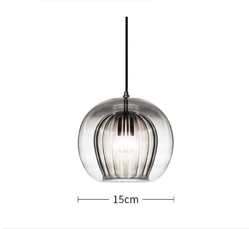 RoyaleGlow Elegant Glass Pendant Light Fixture - Modern Style & Warm Ambiance - 5.9 in / 15cm / Gray