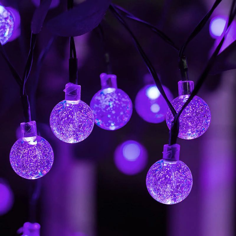 Solar Powered Waterproof Crystal Globe Lights – 35.6 ft Outdoor LED String Lights with 8 Modes (Perfect for Garden, Patio, Events) - Blue