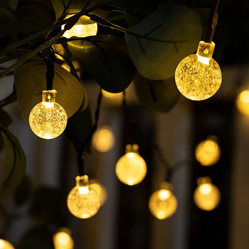 Solar Powered Waterproof Crystal Globe Lights – 35.6 ft Outdoor LED String Lights with 8 Modes (Perfect for Garden, Patio, Events) - Blue
