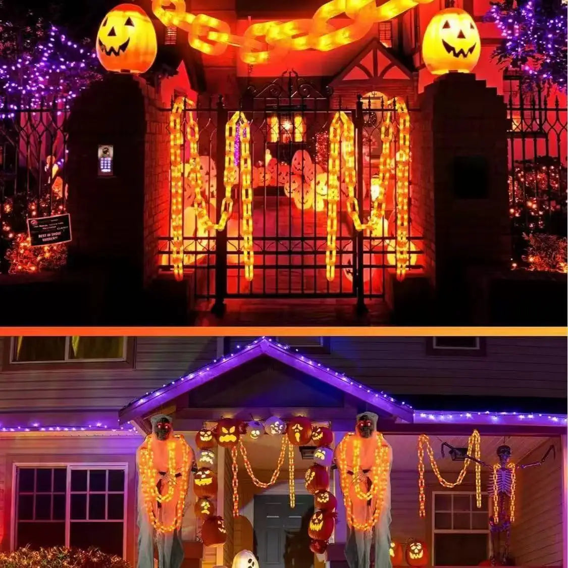 Solar/Battery Halloween Decorations Outdoor String Lights 8 Lighting Modes Plastic Chain String Lights with Waterproof 1