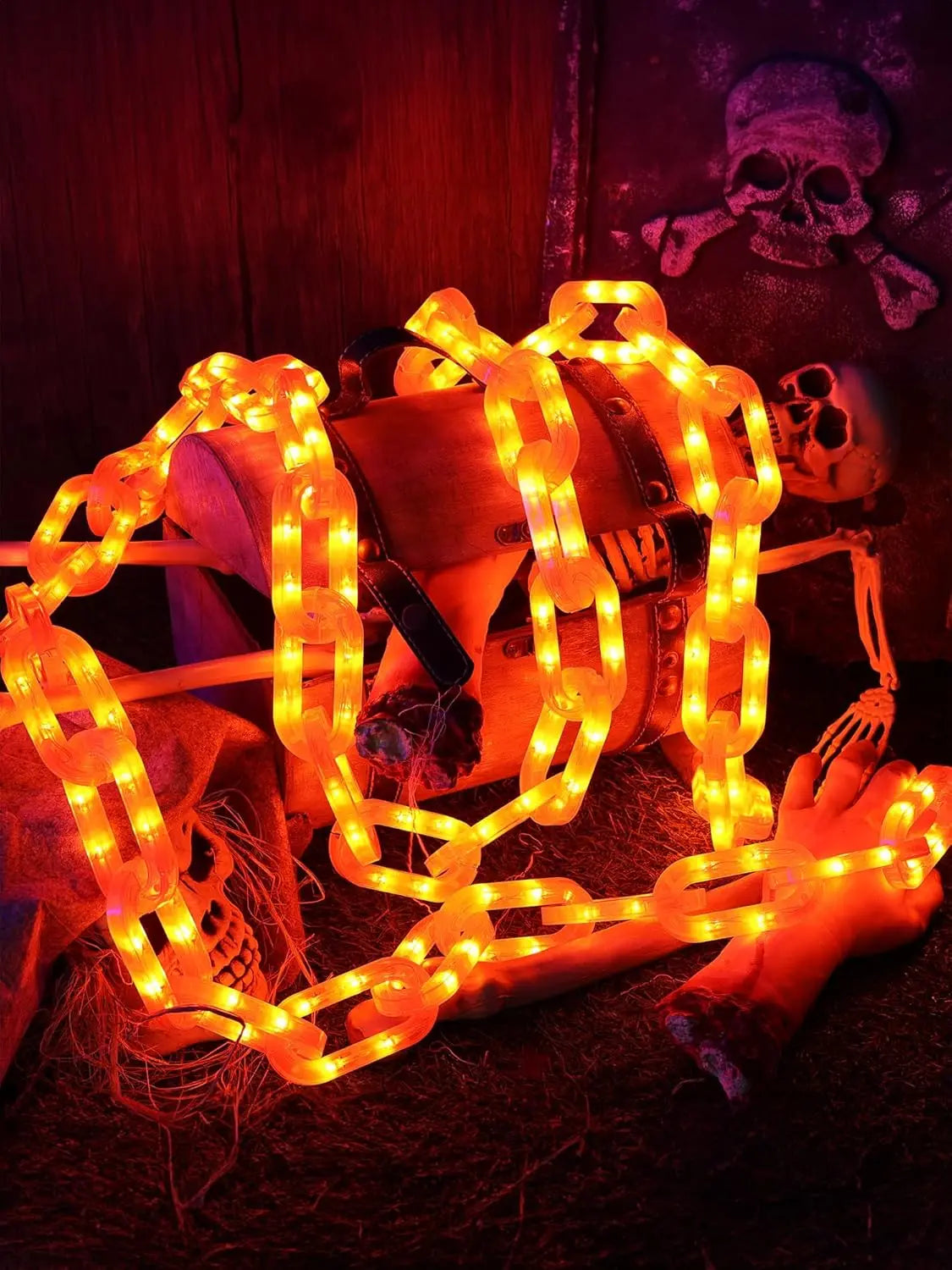 Solar/Battery Halloween Decorations Outdoor String Lights 8 Lighting Modes Plastic Chain String Lights with Waterproof 3