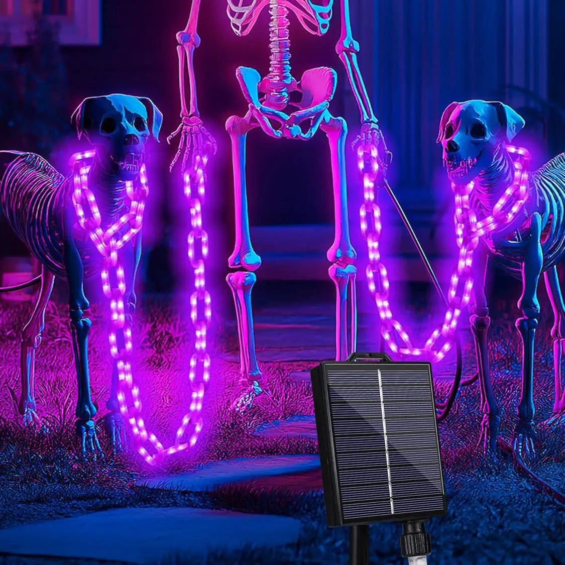 Solar/Battery Halloween Decorations Outdoor String Lights 8 Lighting Modes Plastic Chain String Lights with Waterproof 6