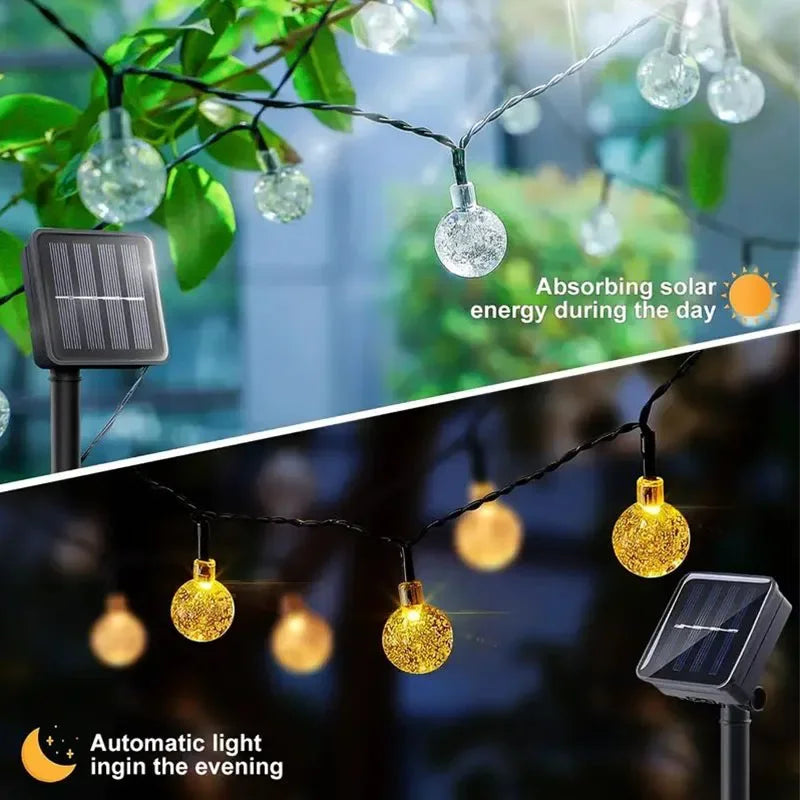 Solar String Lights 100 LED Crystal Globe Solar Lights Outdoor IP65 Waterproof with 8 Modes for Garden Tree Patio Party Decor 1