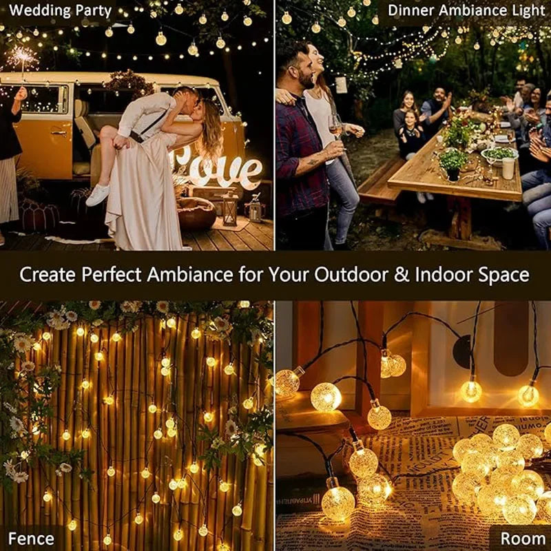 Solar String Lights 100 LED Crystal Globe Solar Lights Outdoor IP65 Waterproof with 8 Modes for Garden Tree Patio Party Decor 4