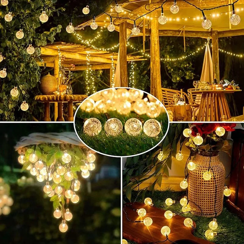Solar String Lights 100 LED Crystal Globe Solar Lights Outdoor IP65 Waterproof with 8 Modes for Garden Tree Patio Party Decor 5