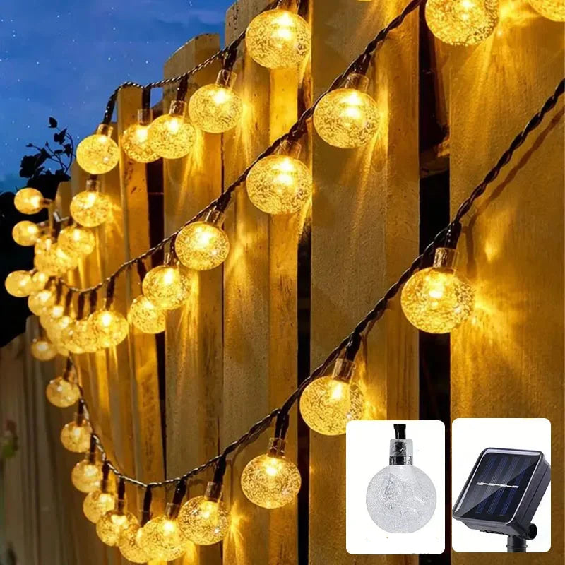 Solar String Lights 100 LED Crystal Globe Solar Lights Outdoor IP65 Waterproof with 8 Modes for Garden Tree Patio Party Decor 6