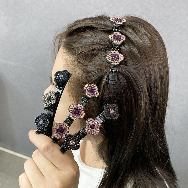 RoyaleGlow Sparkling Crystal Stone Braided Hair Clips