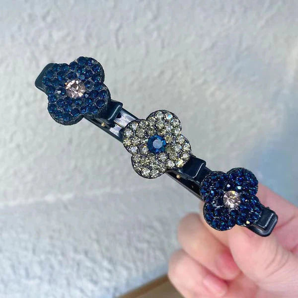 RoyaleGlow Sparkling Crystal Stone Braided Hair Clips