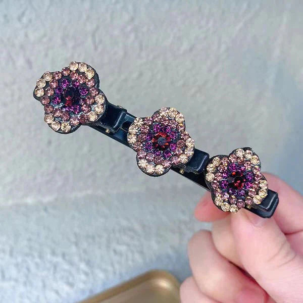 RoyaleGlow Sparkling Crystal Stone Braided Hair Clips
