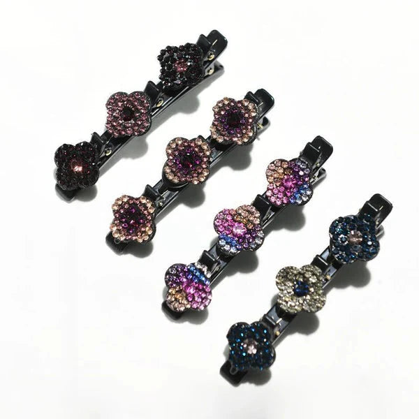 RoyaleGlow Sparkling Crystal Stone Braided Hair Clips