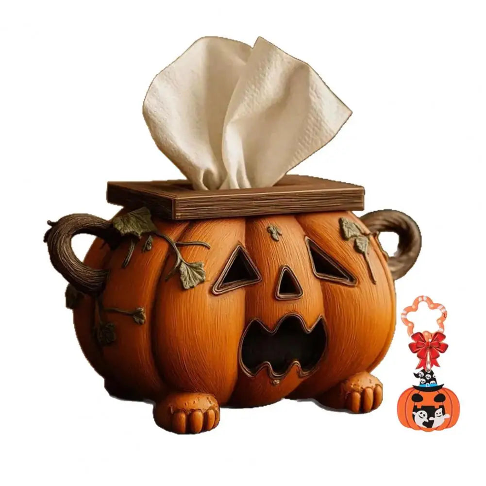 Spooky Halloween Pumpkin Tissue Box Holder Universal Dispenser for Bathroom Kitchen Halloween Home Decor Accessory 6