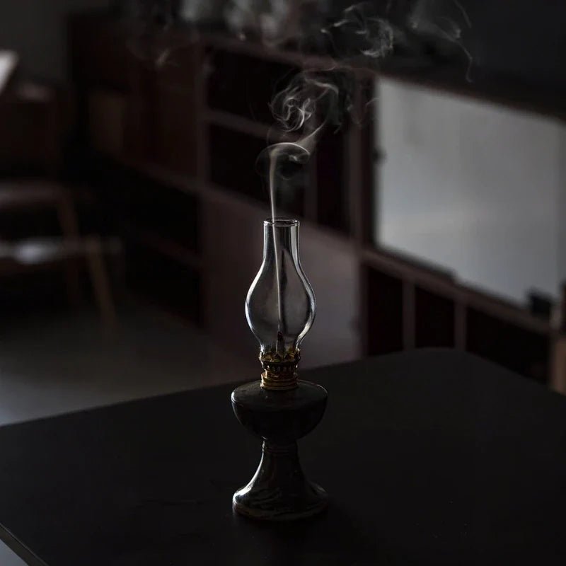 LuxRoyale Oil Lantern Ceramic Glass Metal Handcrafted Vintage Ambient Lighting