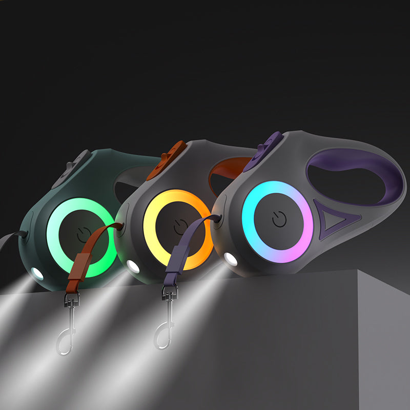 Luxora Retractable Dog Leash with LED Light and Comfort Grip