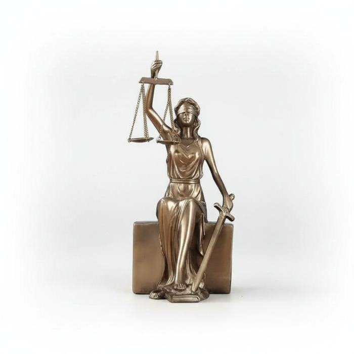 Royelux Blindfolded Lady Justice Statue - Themis Goddess Figurine with Scales & Sword