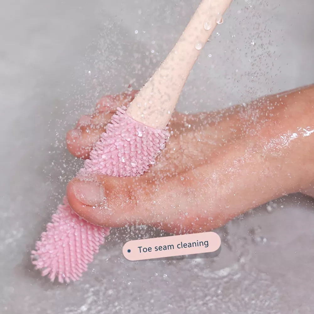 RoyaleGlow Toe Gap Cleaning Brush with Long Handle Gray-1 Set