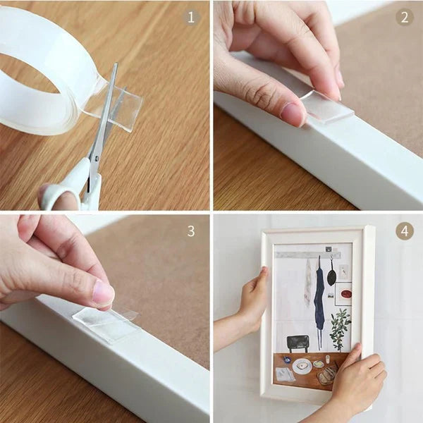 Luxora Transparent Sticky Nano Tape Double Sided Grip Reusable Home Tape Traceless Glue