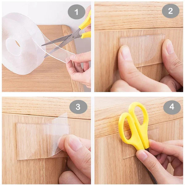 Luxora Transparent Sticky Nano Tape Double Sided Grip Reusable Home Tape Traceless Glue
