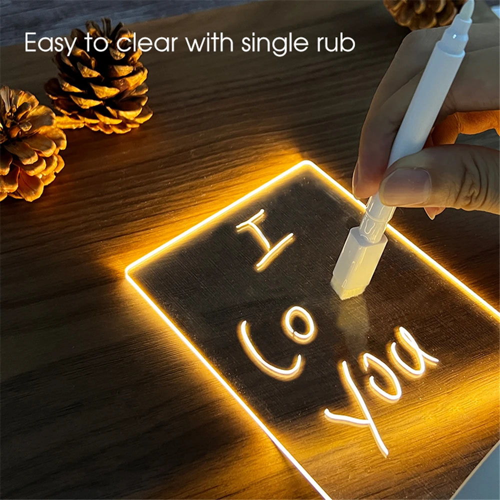 Transparent Luminous LED Night Lights USB Luminous Acrylic Night Light Erasable Write Message Board Calendar Desktop Ornaments 1