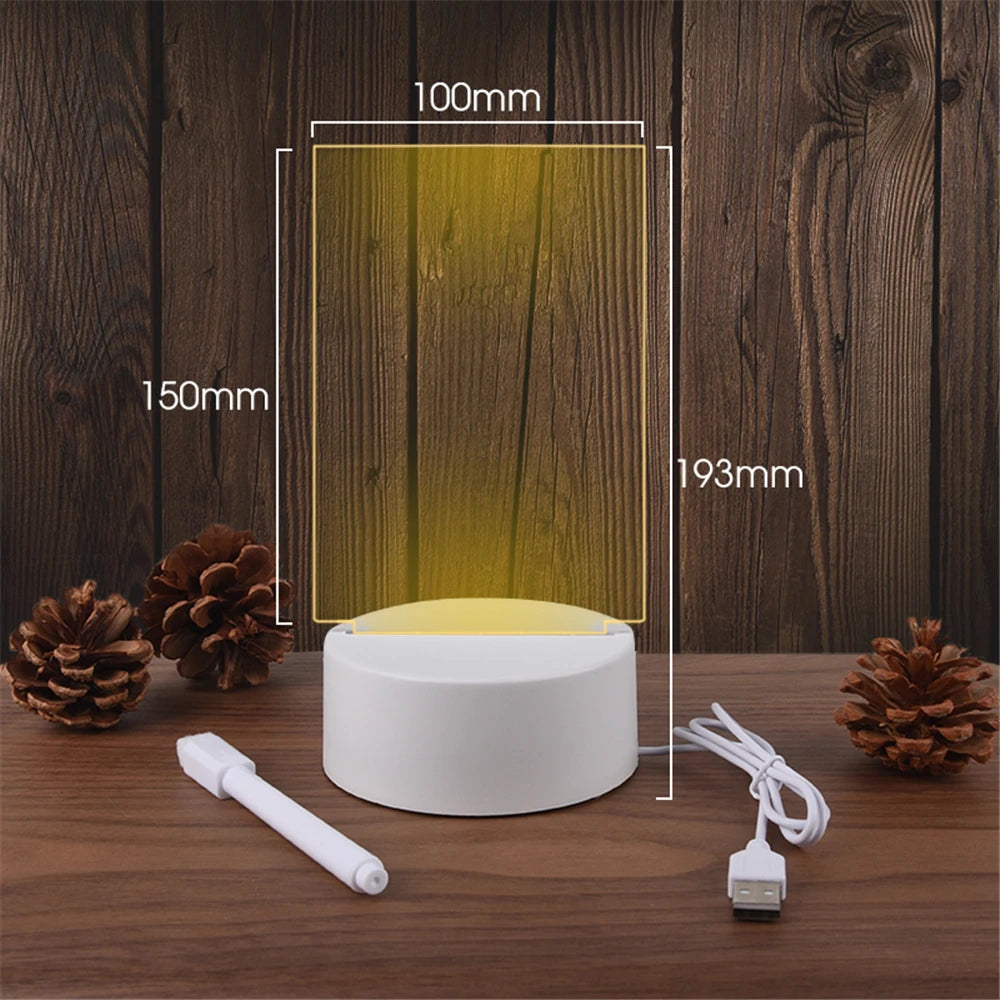Transparent Luminous LED Night Lights USB Luminous Acrylic Night Light Erasable Write Message Board Calendar Desktop Ornaments 5