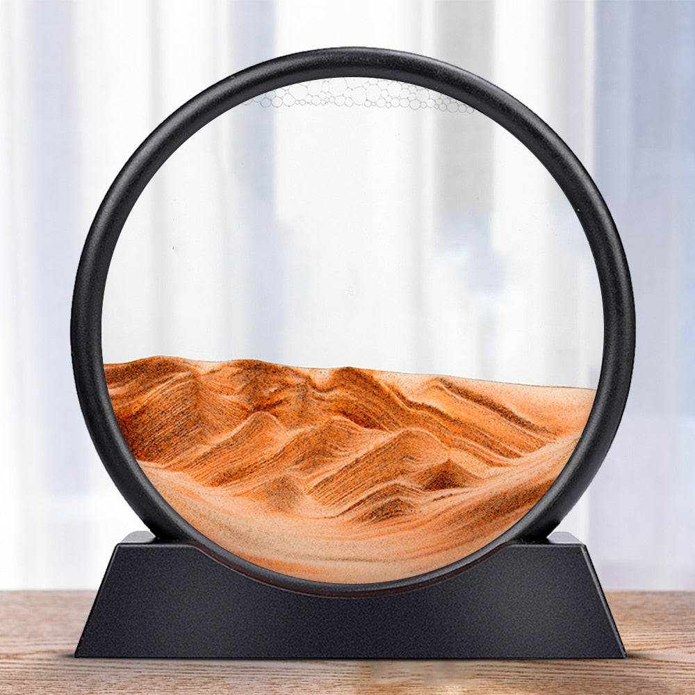 Royaleva Moving Sand Art Sculpture - LED Soothing Desktop Decor - Desert / 7 inch