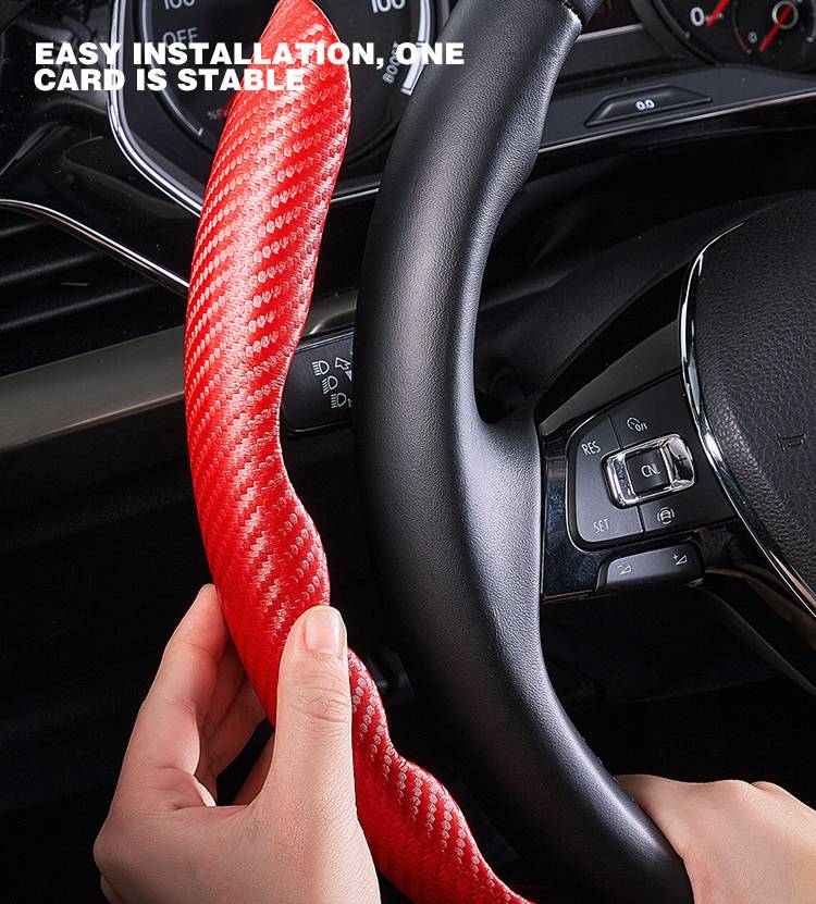 Luxora Universal Steering Wheel Cover with Carbon Fiber Design