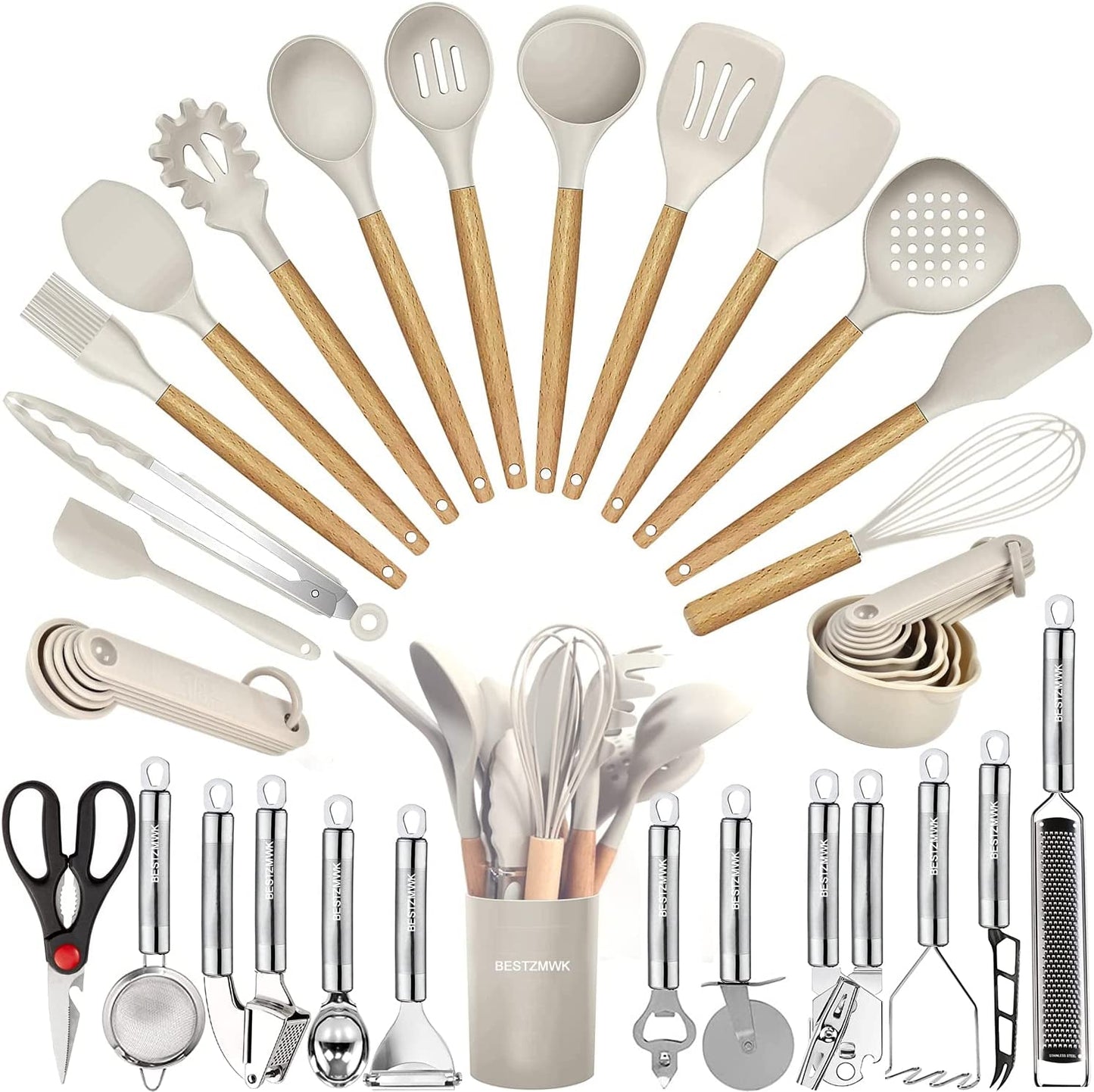Ultimate Kitchen Utensils Set- 35 Pcs Cooking Utensils & Kitchen Gadgets Tools Set for Nonstick Cookware 0