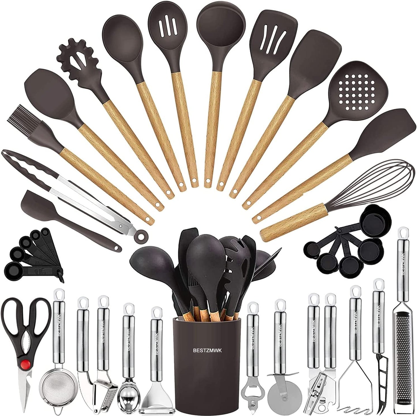Ultimate Kitchen Utensils Set- 35 Pcs Cooking Utensils & Kitchen Gadgets Tools Set for Nonstick Cookware 8