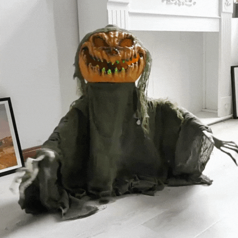 Royelux Animated Creepy Pumpkin Talking Statue Sound Activated Halloween Outdoor Horror Prop