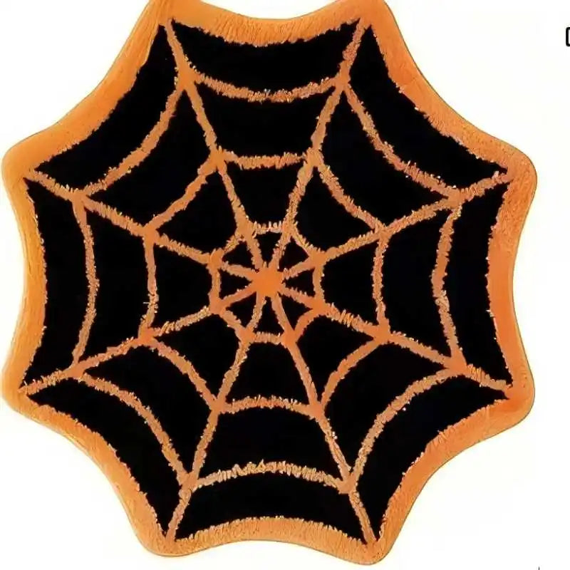 VIAKMA Halloween Round Spider Web Carpet Bathroom Toilet Anti-Slip Absorbent Floor Mat Bedroom Bedside Blanket Home Decoration 6