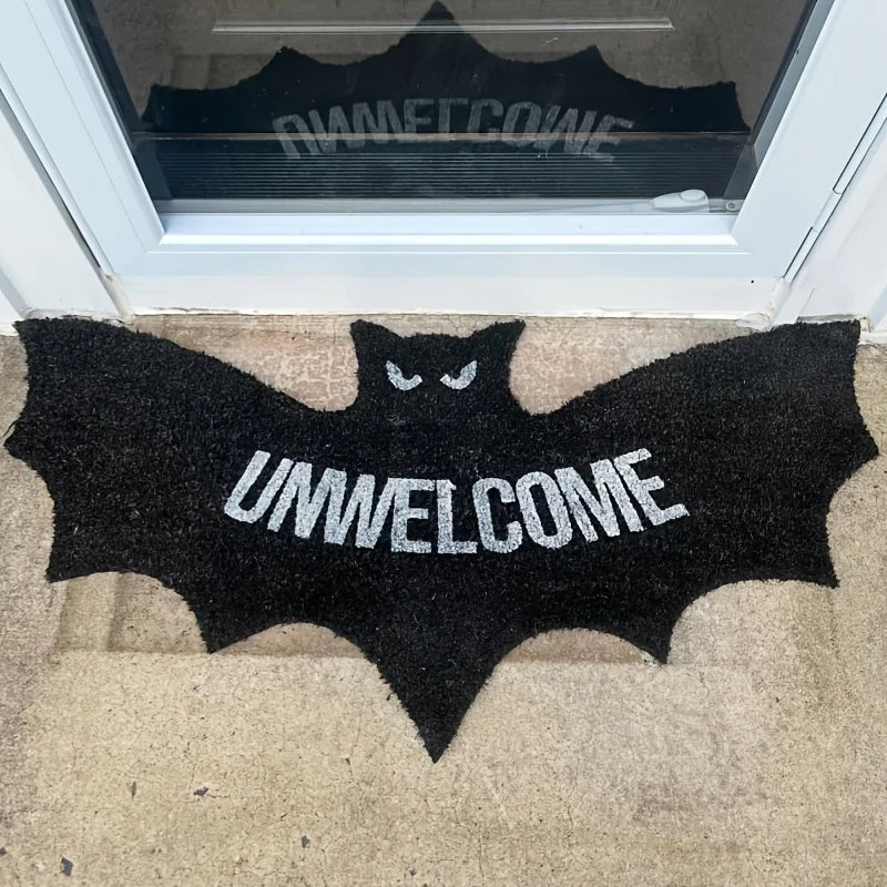 VIKAMA Halloween Shape Decorative Carpet Black Bat Doormat Gothic Entrance Mat Washable Stain-Resistant Carpet Outdoor Carpet 1