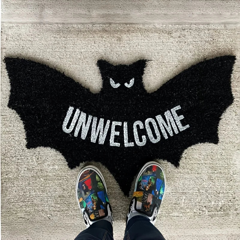 VIKAMA Halloween Shape Decorative Carpet Black Bat Doormat Gothic Entrance Mat Washable Stain-Resistant Carpet Outdoor Carpet 2