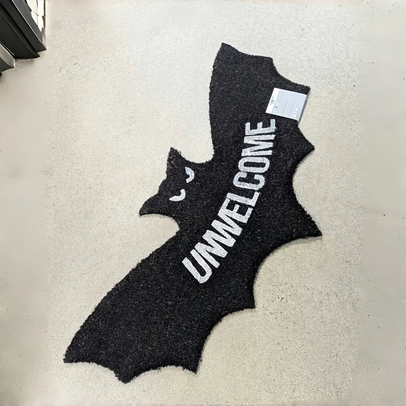 VIKAMA Halloween Shape Decorative Carpet Black Bat Doormat Gothic Entrance Mat Washable Stain-Resistant Carpet Outdoor Carpet 3