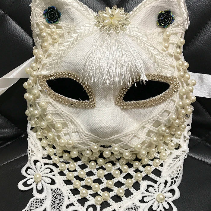 Venice Carnival Cat Mask Black Masquerade Graduation Party Accessories Women Elegant Halloween Cosplay Masks 11