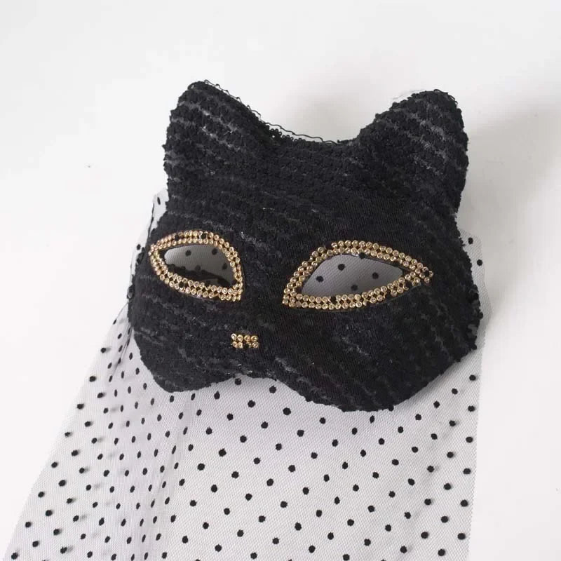 Venice Carnival Cat Mask Black Masquerade Graduation Party Accessories Women Elegant Halloween Cosplay Masks 14