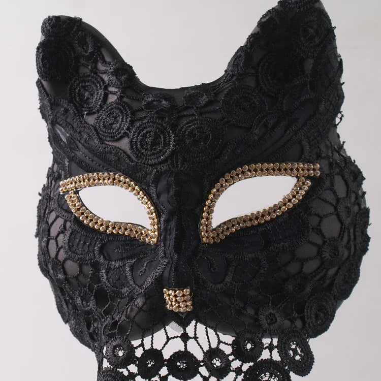 Venice Carnival Cat Mask Black Masquerade Graduation Party Accessories Women Elegant Halloween Cosplay Masks 5