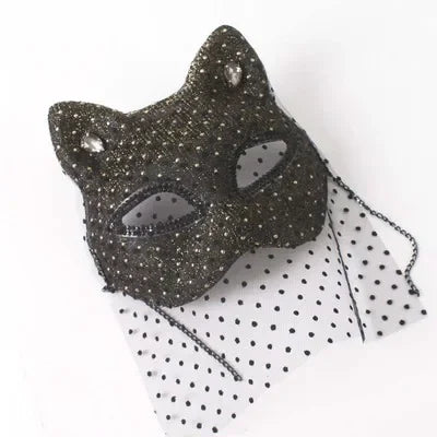 Venice Carnival Cat Mask Black Masquerade Graduation Party Accessories Women Elegant Halloween Cosplay Masks 6