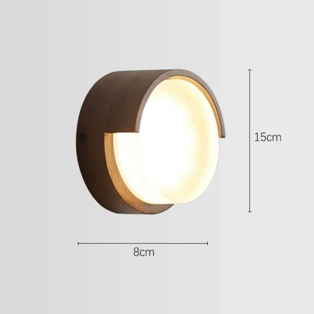 Wall Lamp Wood Metal 5.9 in Warm White Indoor Hallway Living Room Minimalist Japandi Accent Lighting Fixture | Thomler 3