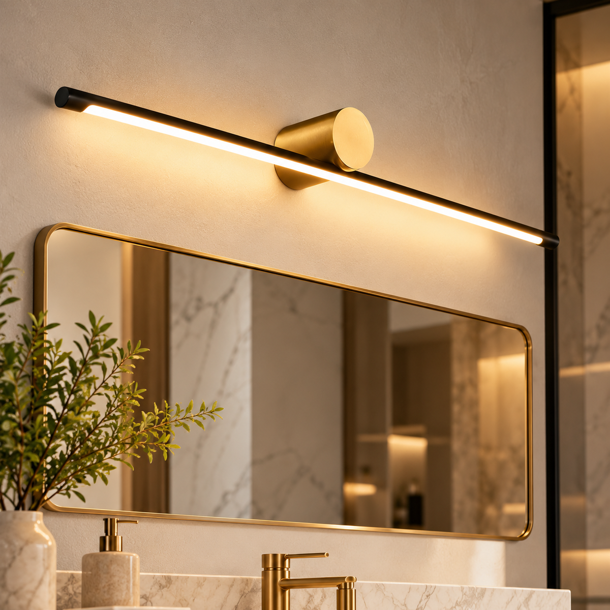 Royelux Modern Linear LED Bathroom Vanity Light Bar - Brass Wall Mounted Fixture