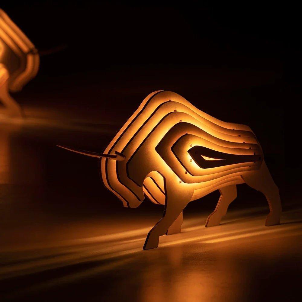 LuxRoyale 3D Wooden Animal Lamp - DIY LED Night Light for Kids Room & Home Decor