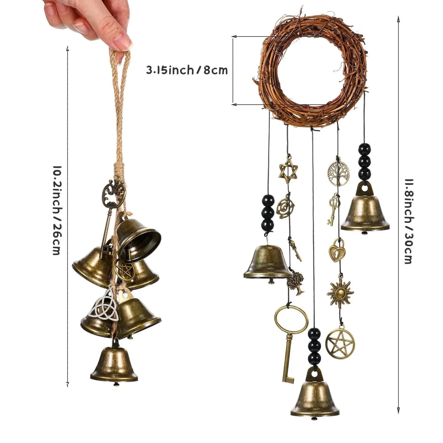 Witch Bells Protection Hangers Wreath Handmade Hanging Magic Wind Chimes for Home Door Doorknob Witchcraft Decora 5