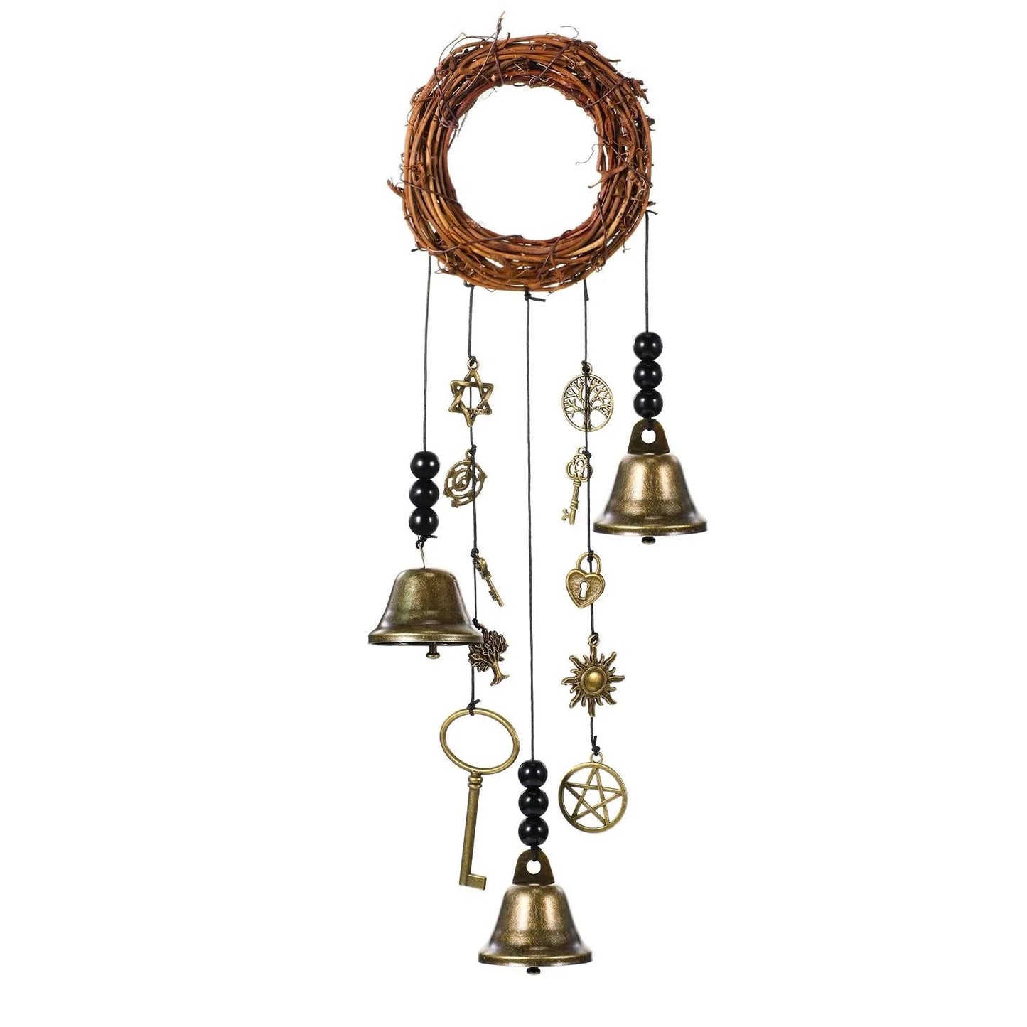 Witch Bells Protection Hangers Wreath Handmade Hanging Magic Wind Chimes for Home Door Doorknob Witchcraft Decora 6